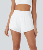 Softlyzero™ QuickDry Short de course à pied 2-en-1 taille haute à ourlet croisé avec pois réfléchissants et poches latérales