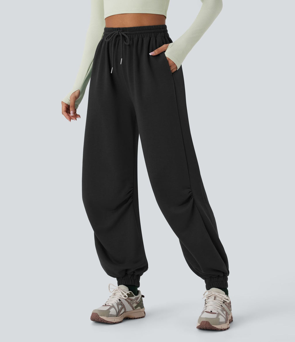 Jogging de running taille haute avec poches et cordon de serrage