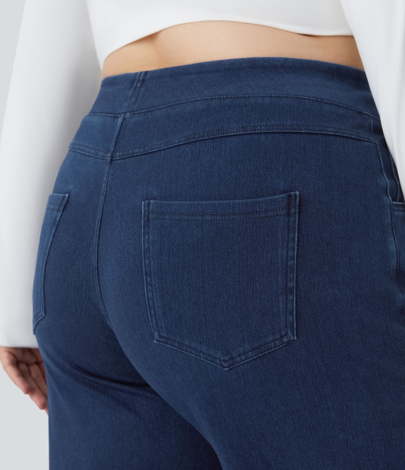 Halara Flex™ High Waisted Multiple Pockets Wide Leg Loose Stretchy Knit Casual Plus Size Jeans