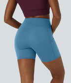 Patitoff™ Short 12,5cm Biker Résistants aux Poils d'Animaux à Taille Haute et Poches Latérales