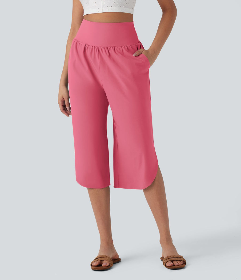 Pantalon corsaire gainant taille haute à ourlet asymétrique et séchage rapide avec poches Breezeful™