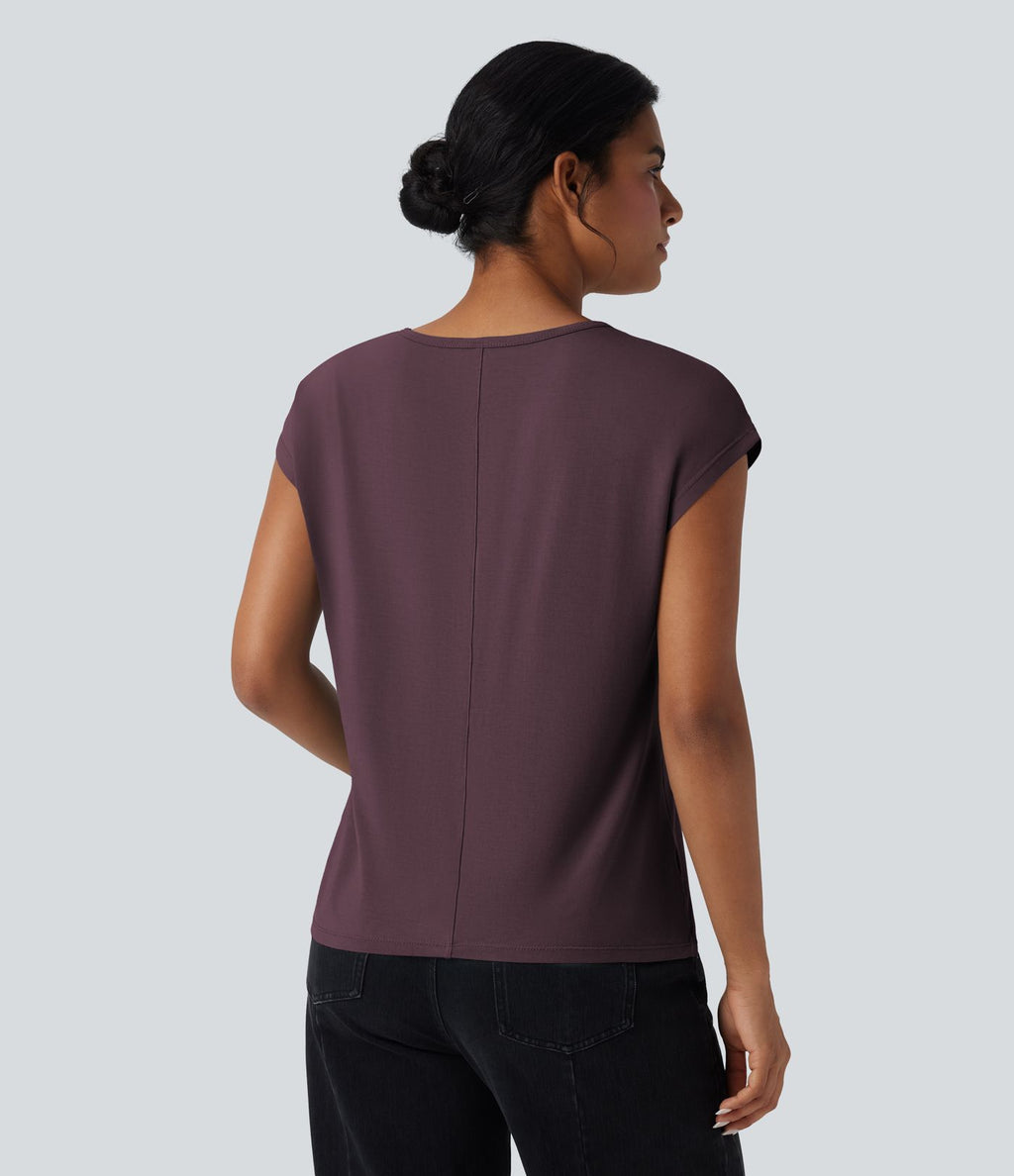 T-shirt casual col V manches courtes