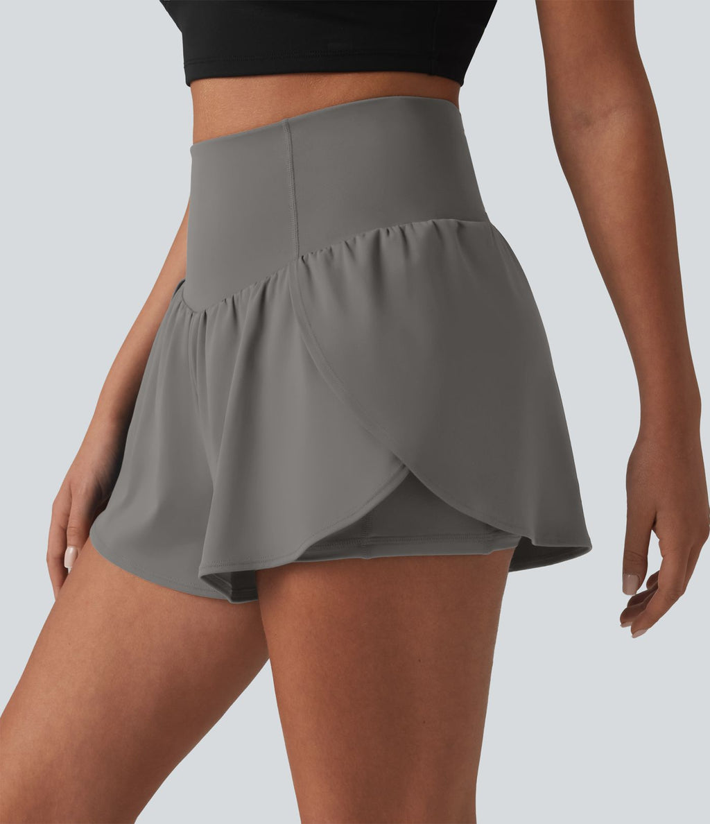 Short de yoga SoftlyZero™ Airy 2-en-1 taille haute gainant ourlet arrondi effet frais InstantCool 7,5 cm avec poches