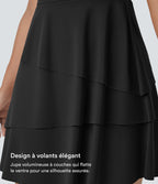 Robe de sport mini SoftlyZero™ Airy à effet frais InstantCool 2-en-1 avec volants superposés et dos nu avec poches