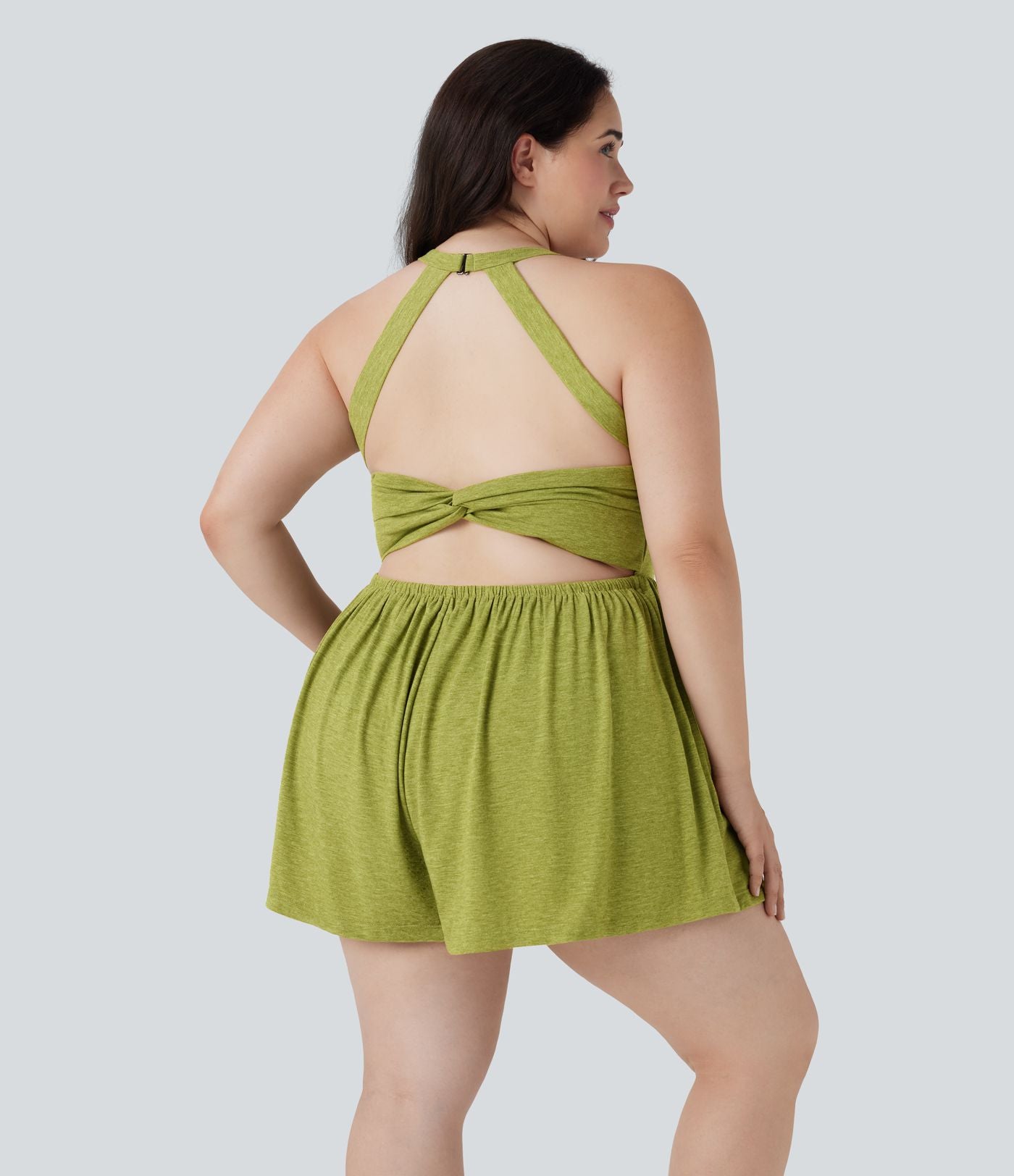 Combinaison-short de séjour grande taille 2-en-1 dos nu torsadée avec poches - Easy Peasy Edition