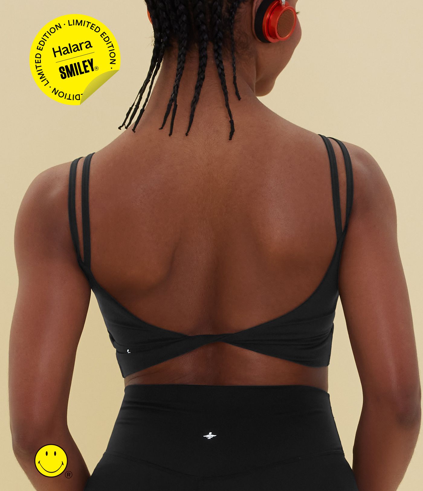 Débardeur de yoga cropped Halara X Smiley® Halara UltraSculpt™ à doubles bretelles dos torsadé ouvert