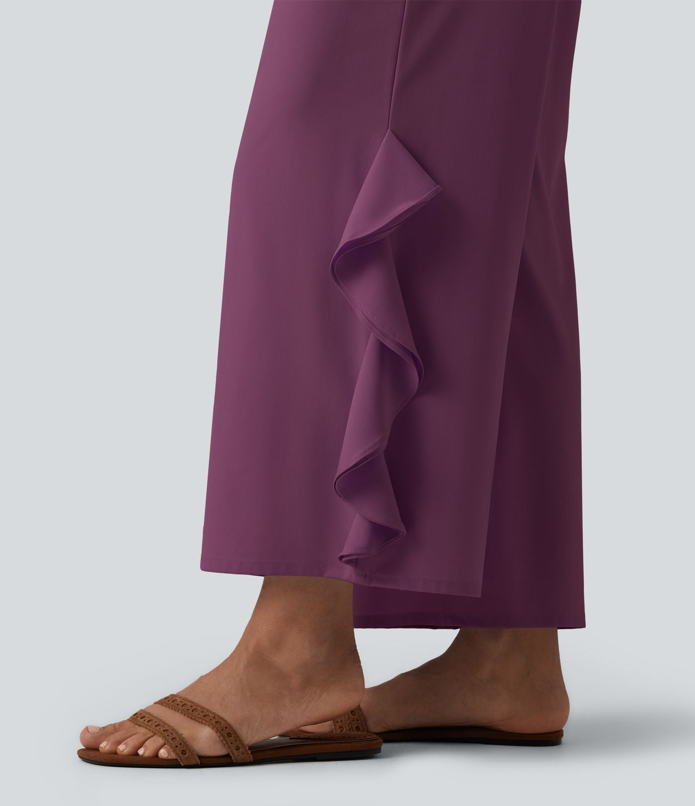 Pantalon large séchage rapide Breezeful™ taille haute à volants avec poches