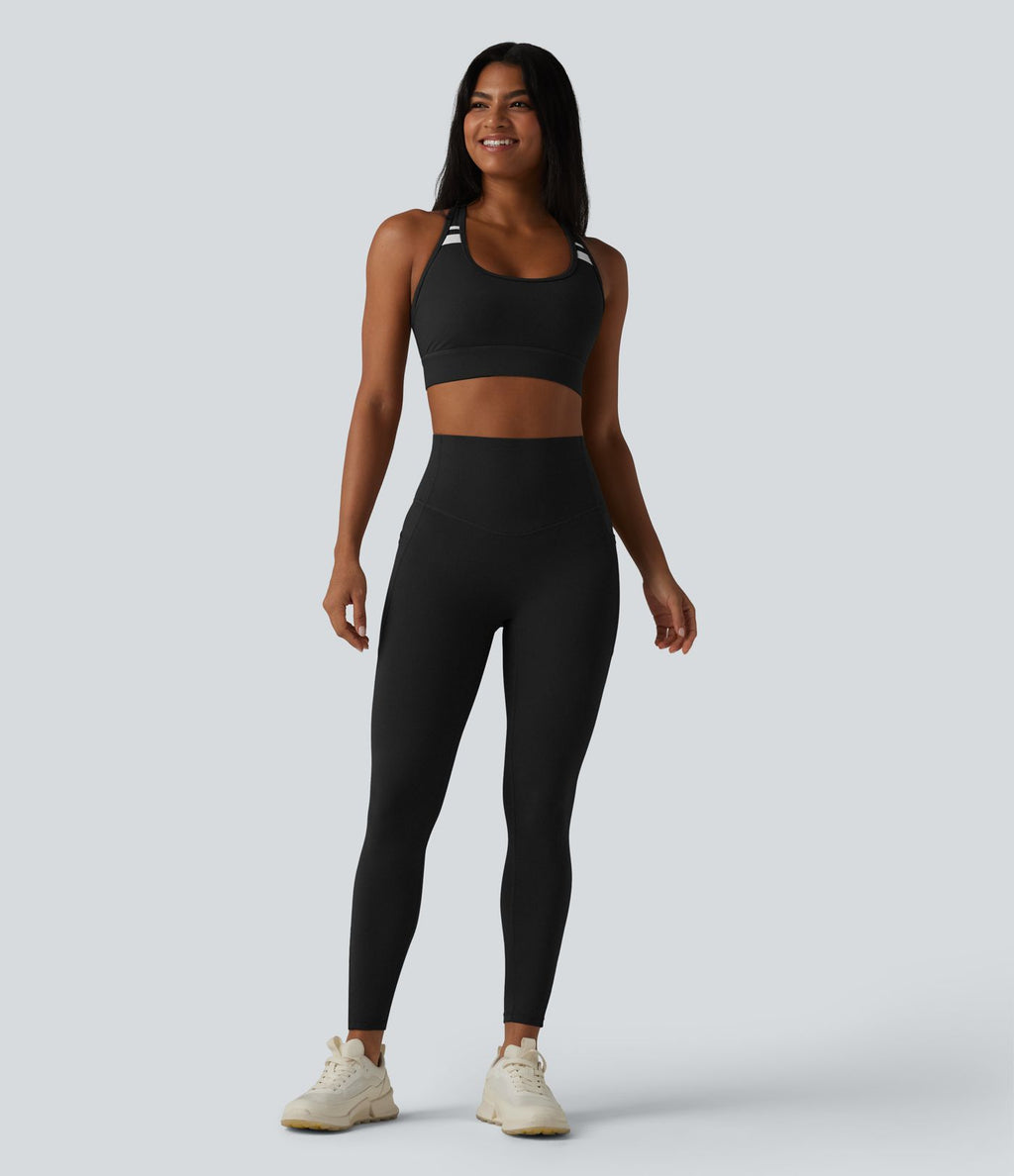Soutien-gorge de sport Halara UltraSculpt™ à maintien moyen et soutien-gorge intégré dos nageur color block