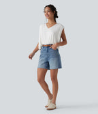 Top casual col V sans manches