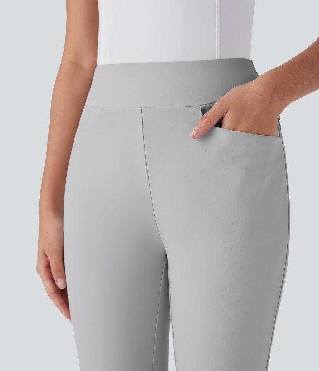 Pantalon de golf taille moyenne à séchage rapide avec multiples poches, fentes et coupe fuselée-Poche pour tee de golf-UPF40+