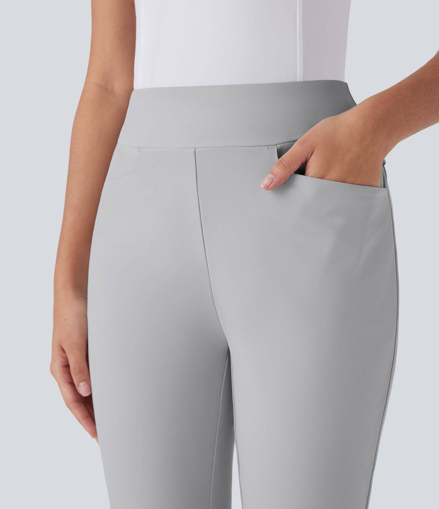 Pantalon de golf taille moyenne à séchage rapide avec multiples poches, fentes et coupe fuselée-Poche pour tee de golf-UPF40+
