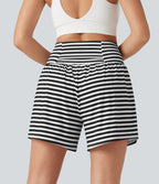 Short 2-en-1 à rayures taille haute 12,5 cm avec poches