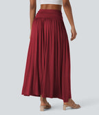 Jupe longue fluide froncée taille haute