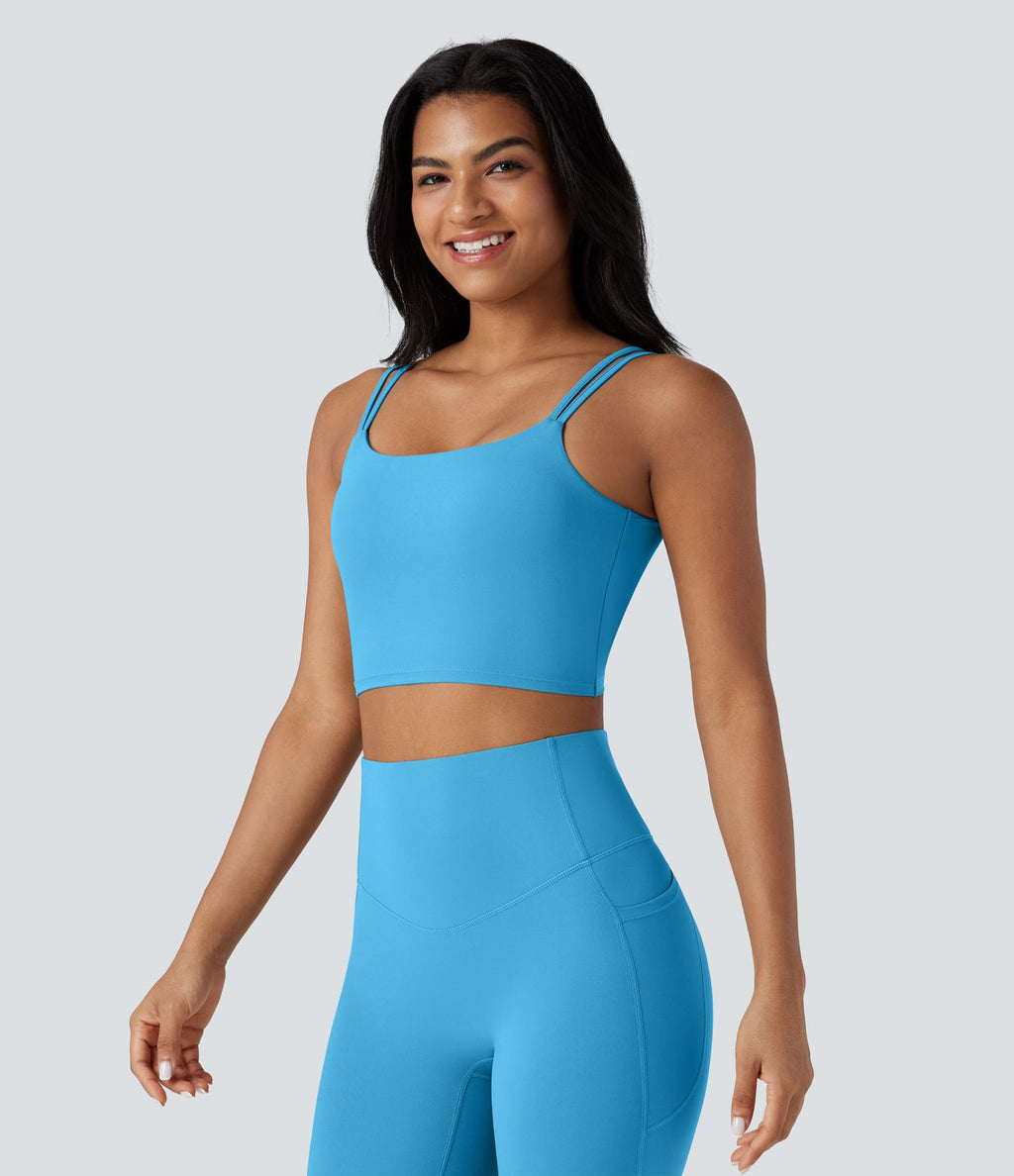 Débardeur yoga court Halara UltraSculpt™ double bretelles torsadé dos nu