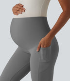 SoftlyZero™ Legging de yoga de maternité évasé taille super haute avec poches