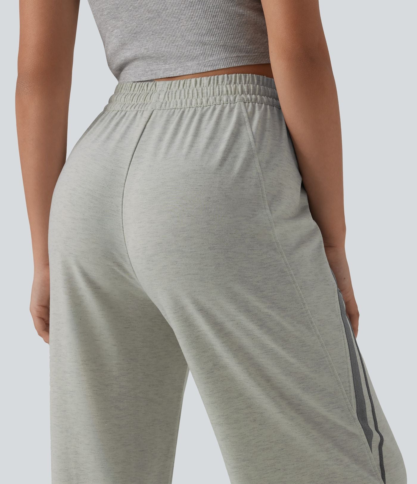 Jogging large décontracté color block taille mi-haute avec cordon de serrage intérieur et poches