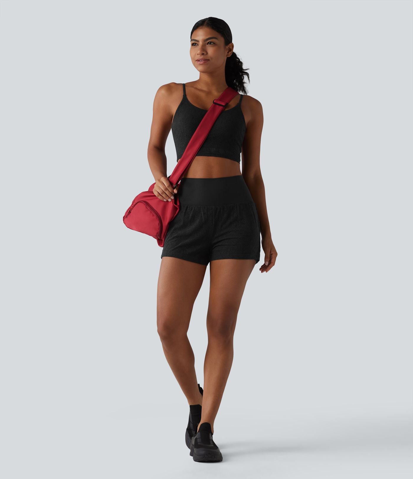 SoftlyZero™ Short de sport 2 en 1 taille haute en dentelle 7,5 cm avec poches