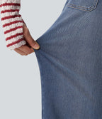 Jean droit baggy Halara Flex™ taille mi-haute avec cordon ajustable et poches