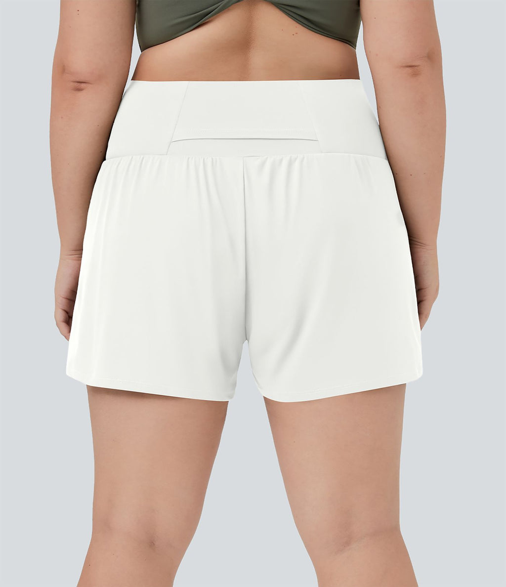 Short 8,8cm Sport Grande Taille 2 en 1 avec Poches Arrière et Poches Latérales Cachées