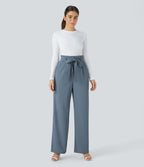 Pantalon de travail Halara Flex™ paper bag large taille haute, avec ceinture et poches