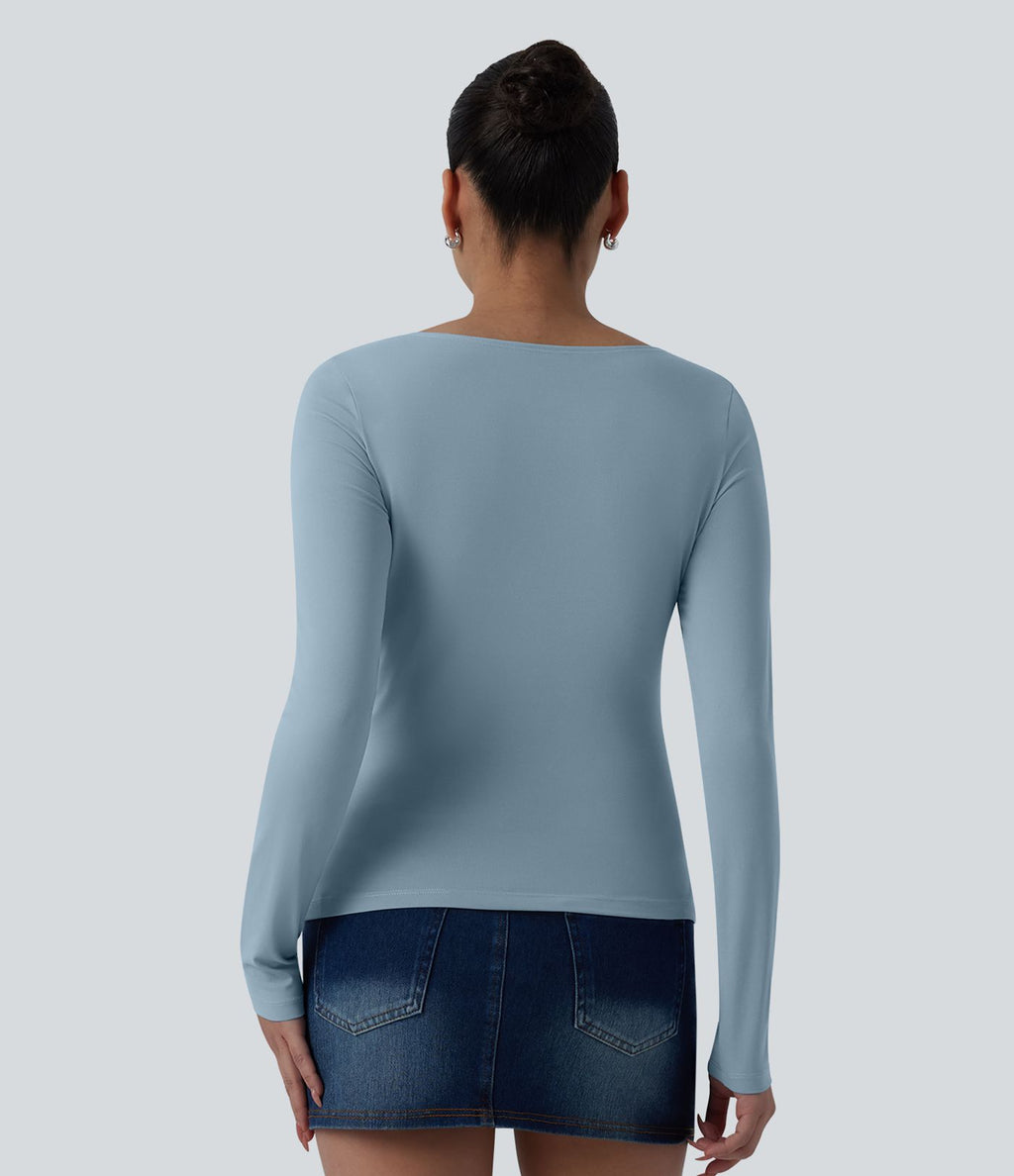 Haut casual asymétrique manches longues froncé