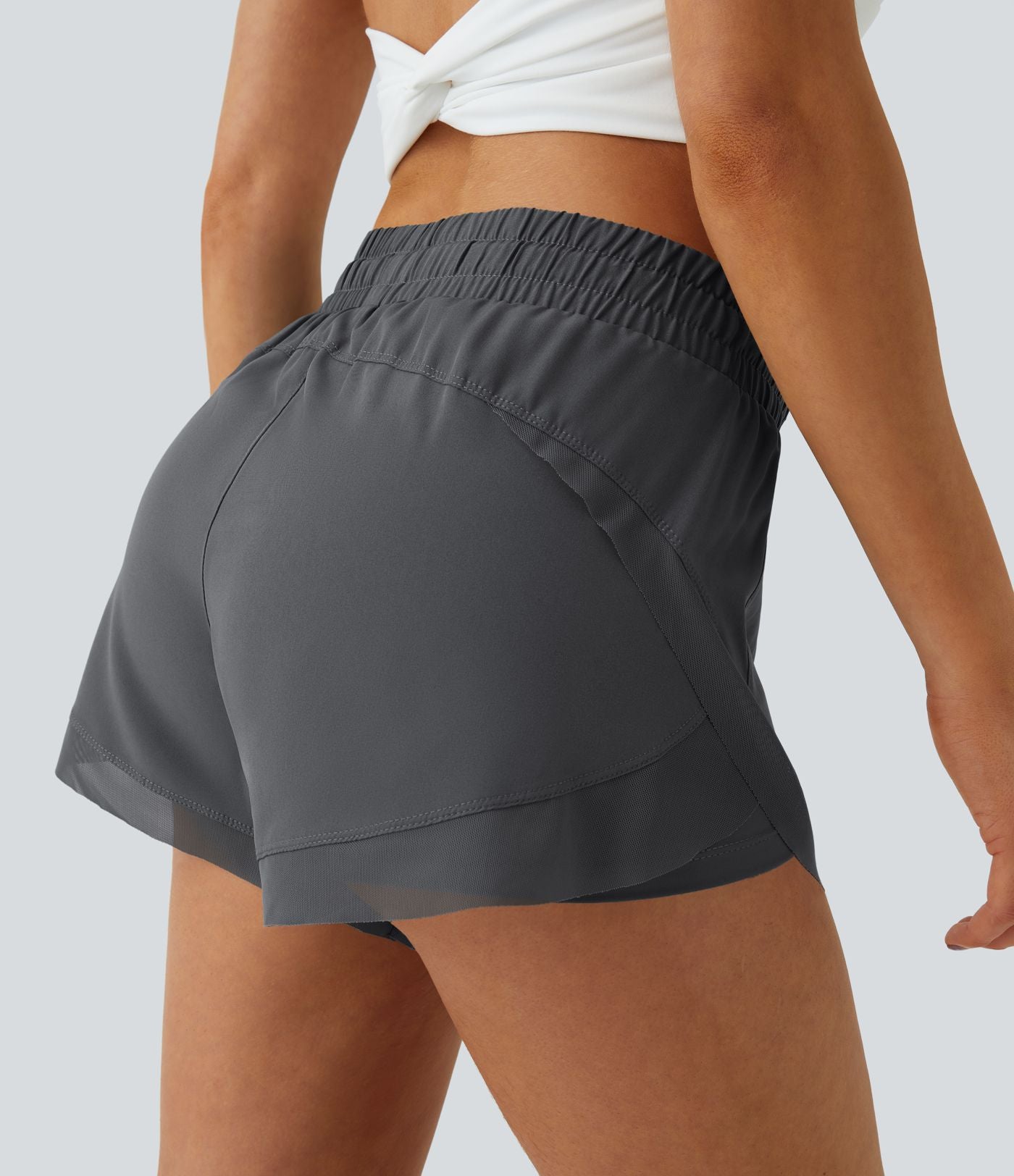 Shorts Running 7,5cm 2 en1 Taille Mi-Haute Cordon de Serrage Empiècement Mesh Contrastant