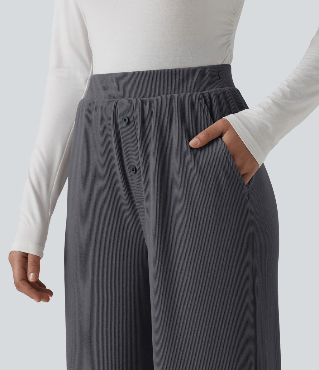 Pantalon de détente taille haute avec poches