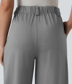 Pantalon tailleur large taille haute à rayures avec poches