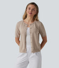 Gilet de travail col rond manches courtes mélange laine