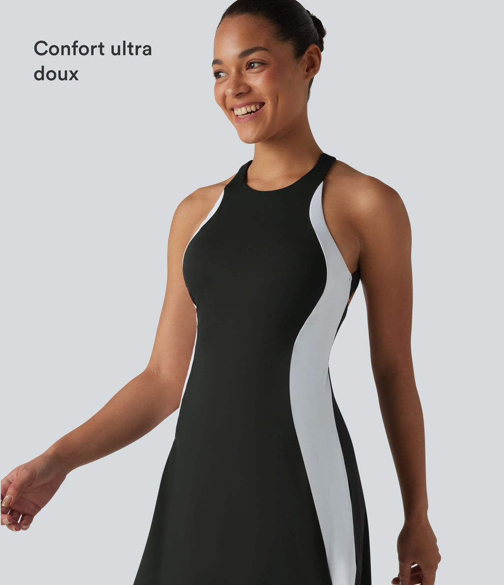 Robe de tennis courte 2-en-1 SoftlyZero™ Airy effet frais InstantCool avec brassière intégrée, color block et poches, accès facile Easy Peasy, protection solaire UPF50+