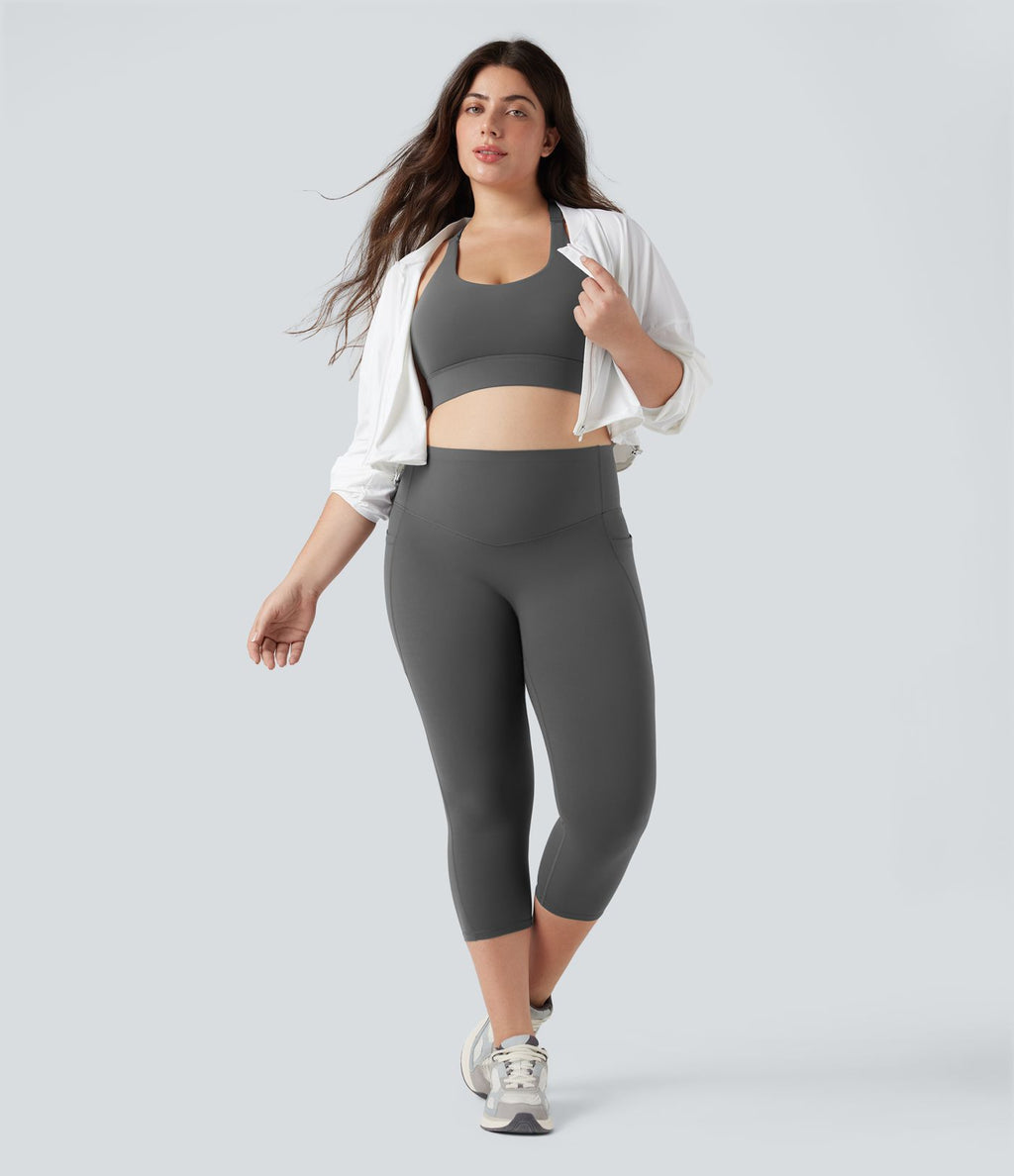 Jupe-short de tennis courte 2-en-1 gainante taille haute avec poches