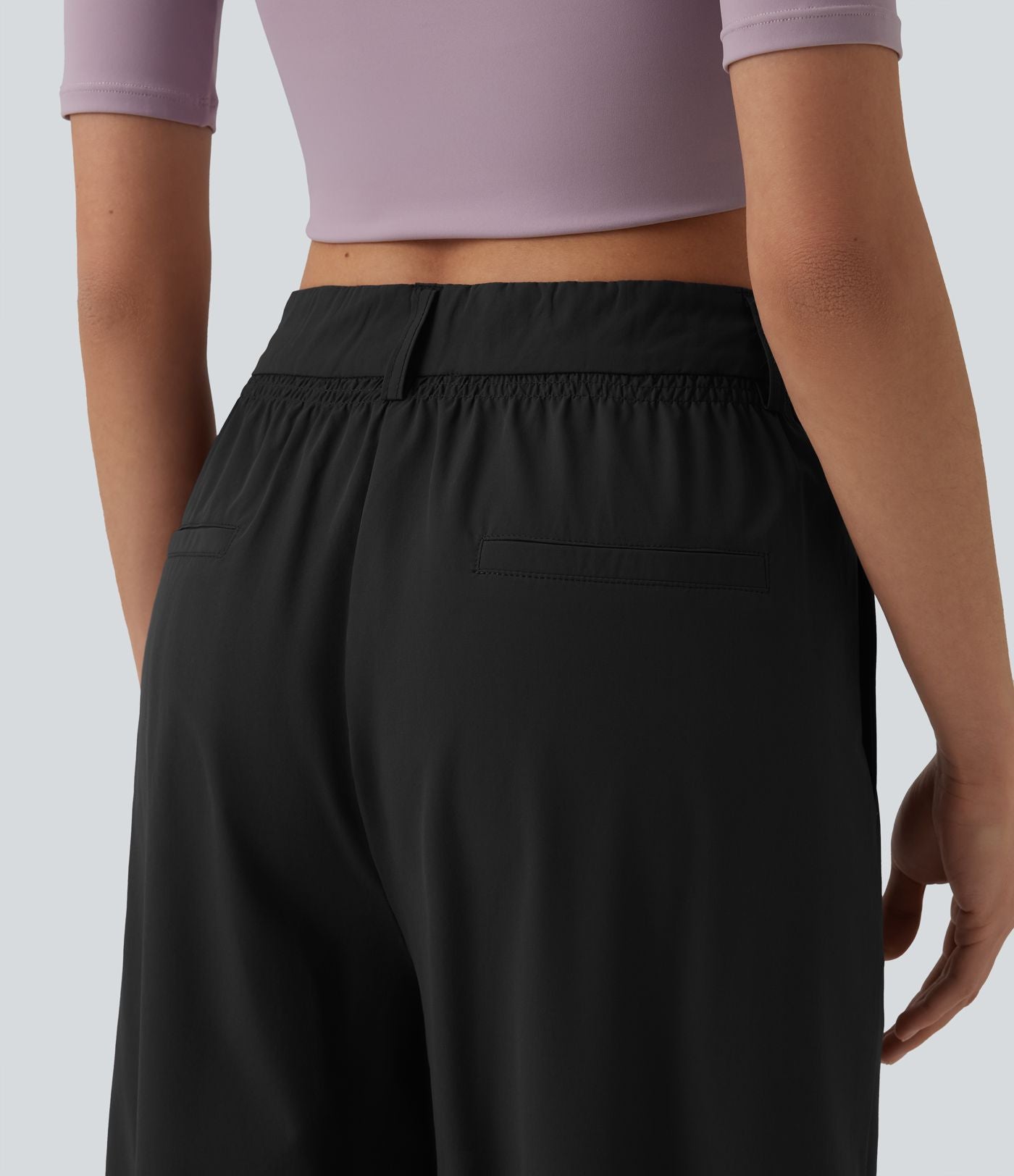 Pantalon casual ample taille mi-haute avec poches