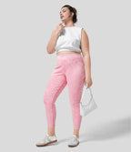 Halara Flex™ Legging Casual 7/8 Grande Taille en Denim Tricot Extensible Coloré à Taille Haute avec Poches Latérales Arrière