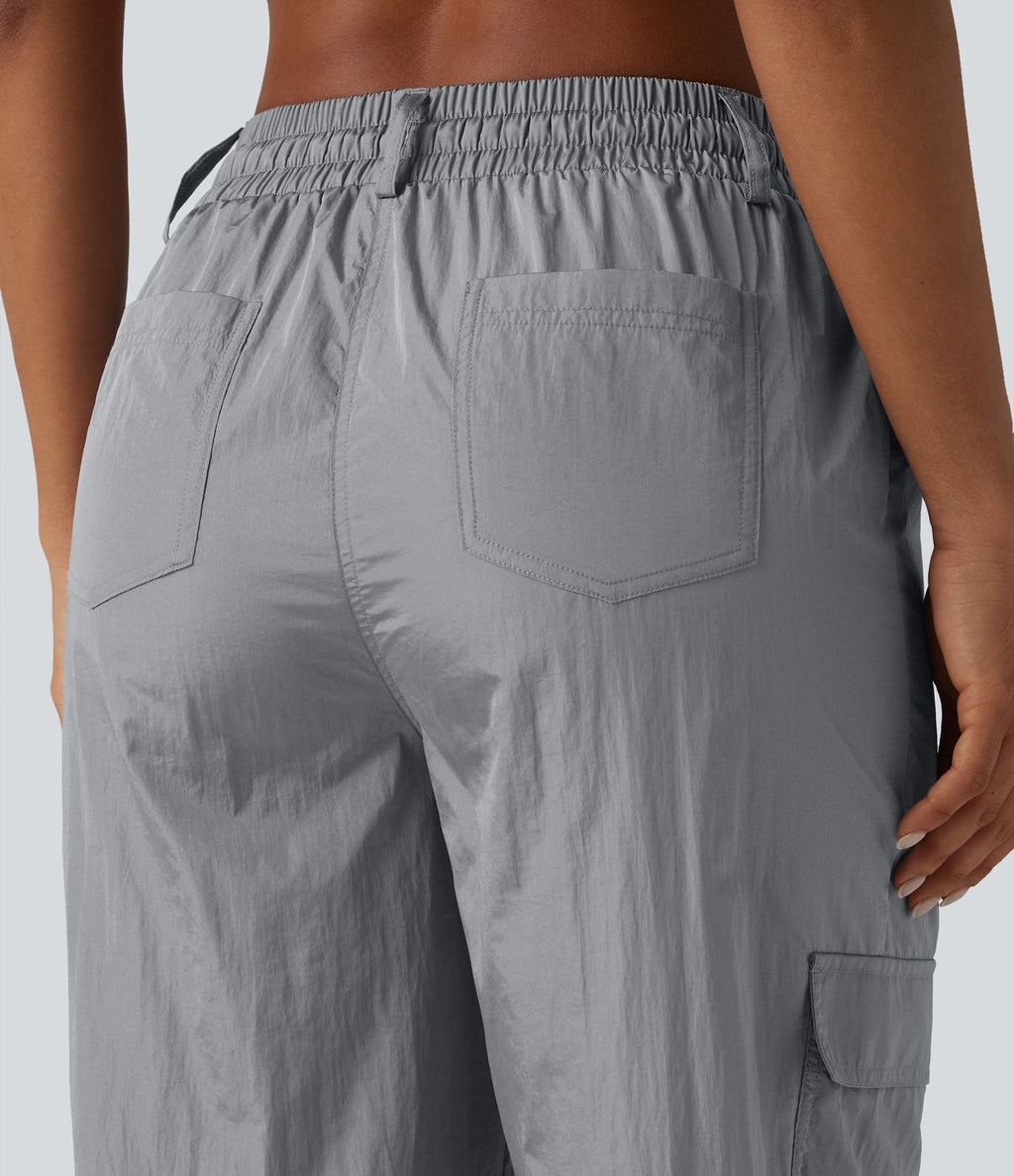 Jogging cargo fuselé taille haute à cordon de serrage avec poches