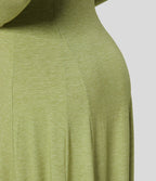 Robe de Casual Maxi Manches Longues Évasées et Boutons au Col Rond