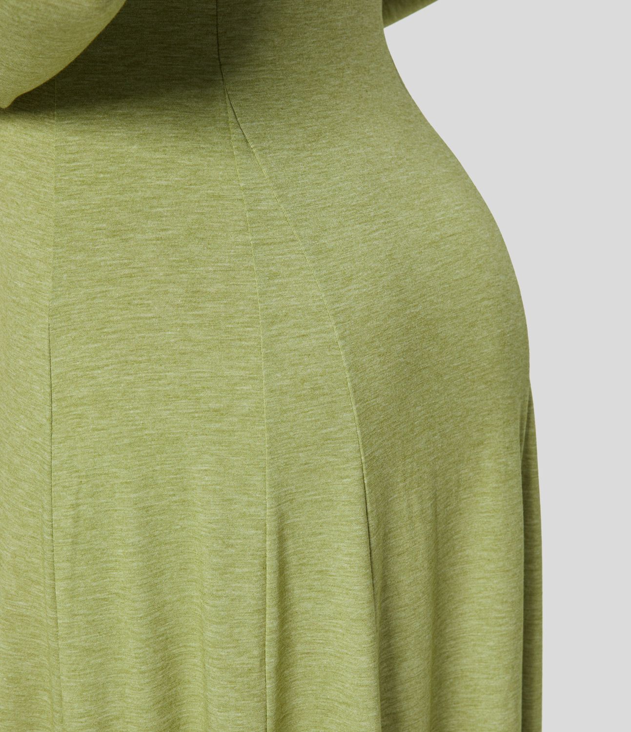 Robe de Casual Maxi Manches Longues Évasées et Boutons au Col Rond