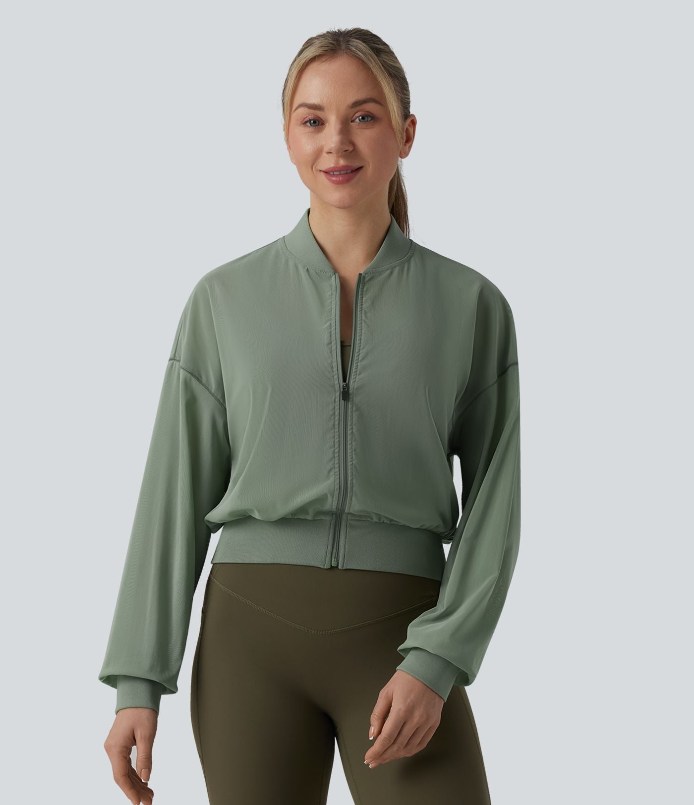 Veste bomber yoga mesh manches longues