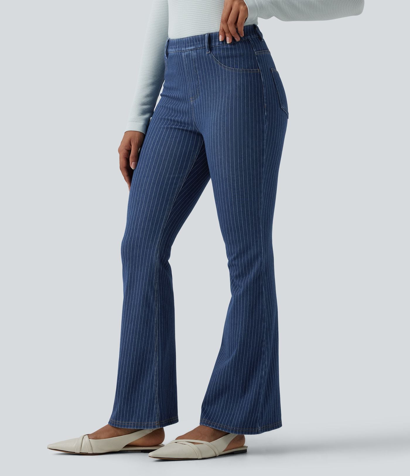 Jean Halara Flex™ mi-taille évasé à rayures décontracté avec poches