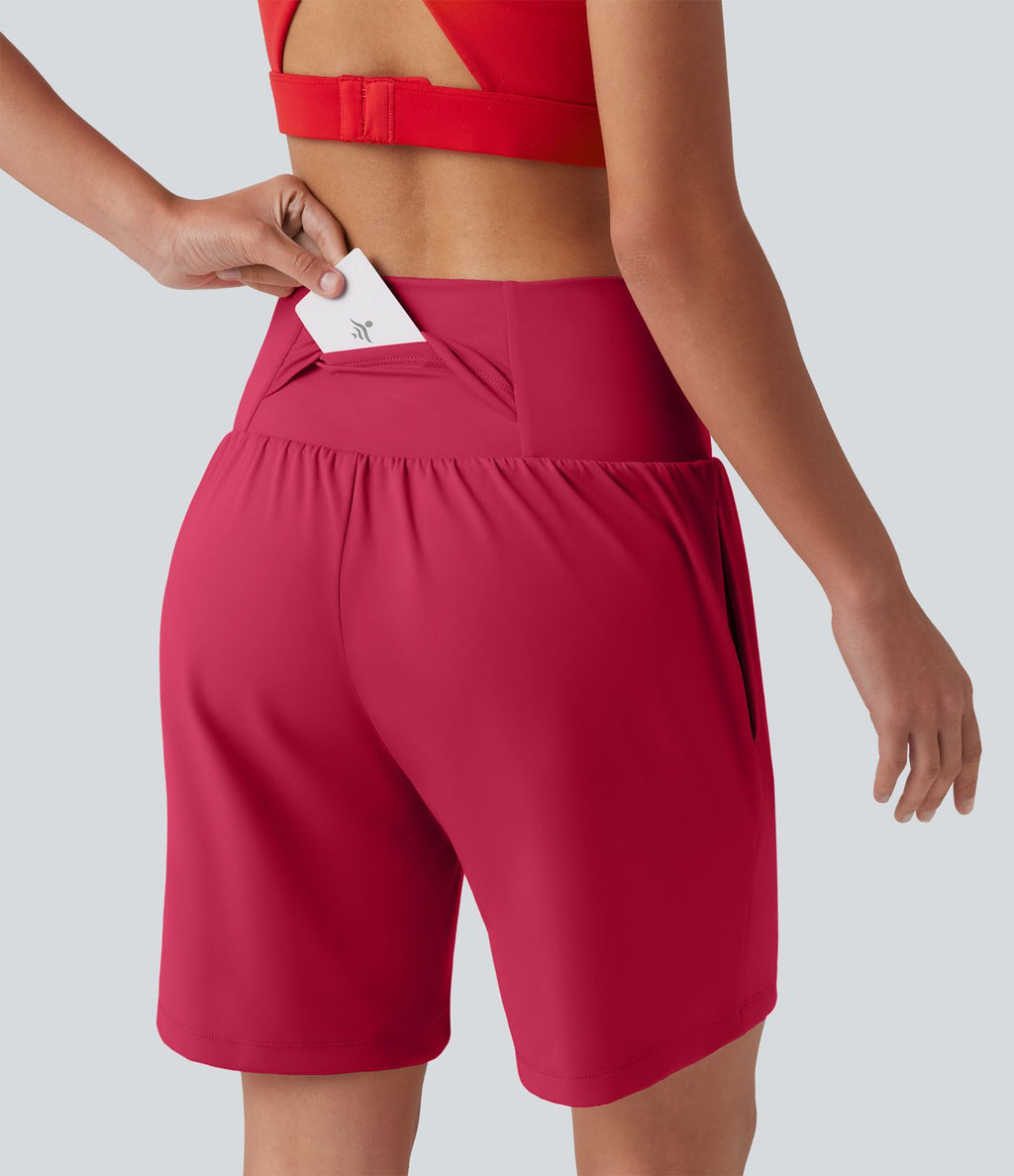 Short de yoga SoftlyZero™ Airy 2-en-1, taille haute, croisé, à effet frais InstantCool, 17,5 cm, avec poches