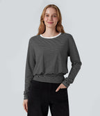 T-shirt rayé col rond manches longues