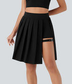 Jupe-short décontractée Breezeful™ taille haute plissée 2-en-1 avec boucle ajustable à séchage rapide et poche latérale - Longueur rallongée