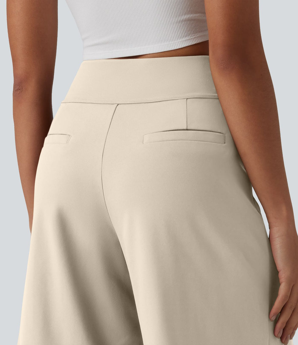 DayStretch Short tailleur bermuda plissé taille haute 25,5 cm avec poches