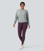 Haut de sport yoga col rond manches longues froncé - UPF50+