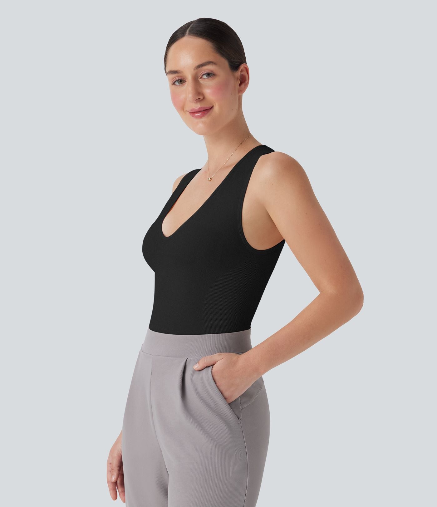 Combinaison de travail gainante col V sans manches sans couture OneForm Seamless Flow - Édition Easy Peasy