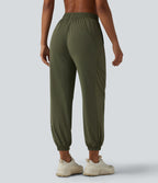Jogging de sport taille haute en maille contrastée respirante avec poches - Protection solaire UPF50+
