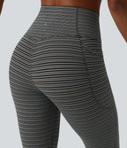 Halara UltraSculpt™ Legging de course à rayures jacquard taille haute ventre plat avec poches