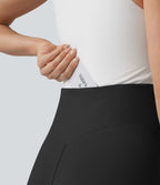 Pantalon évasé casual SpacerTek™ taille haute gainant en maille côtelée à poche
