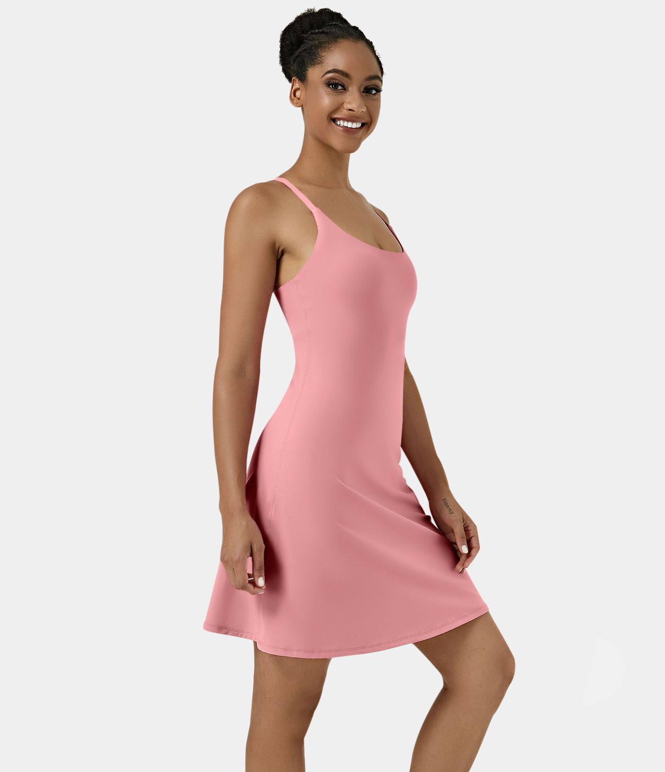 Softlyzero™ Airy Robe Sport de Yoga Plus Longue Dos Nu Découp Bretelles Réglables et Poches