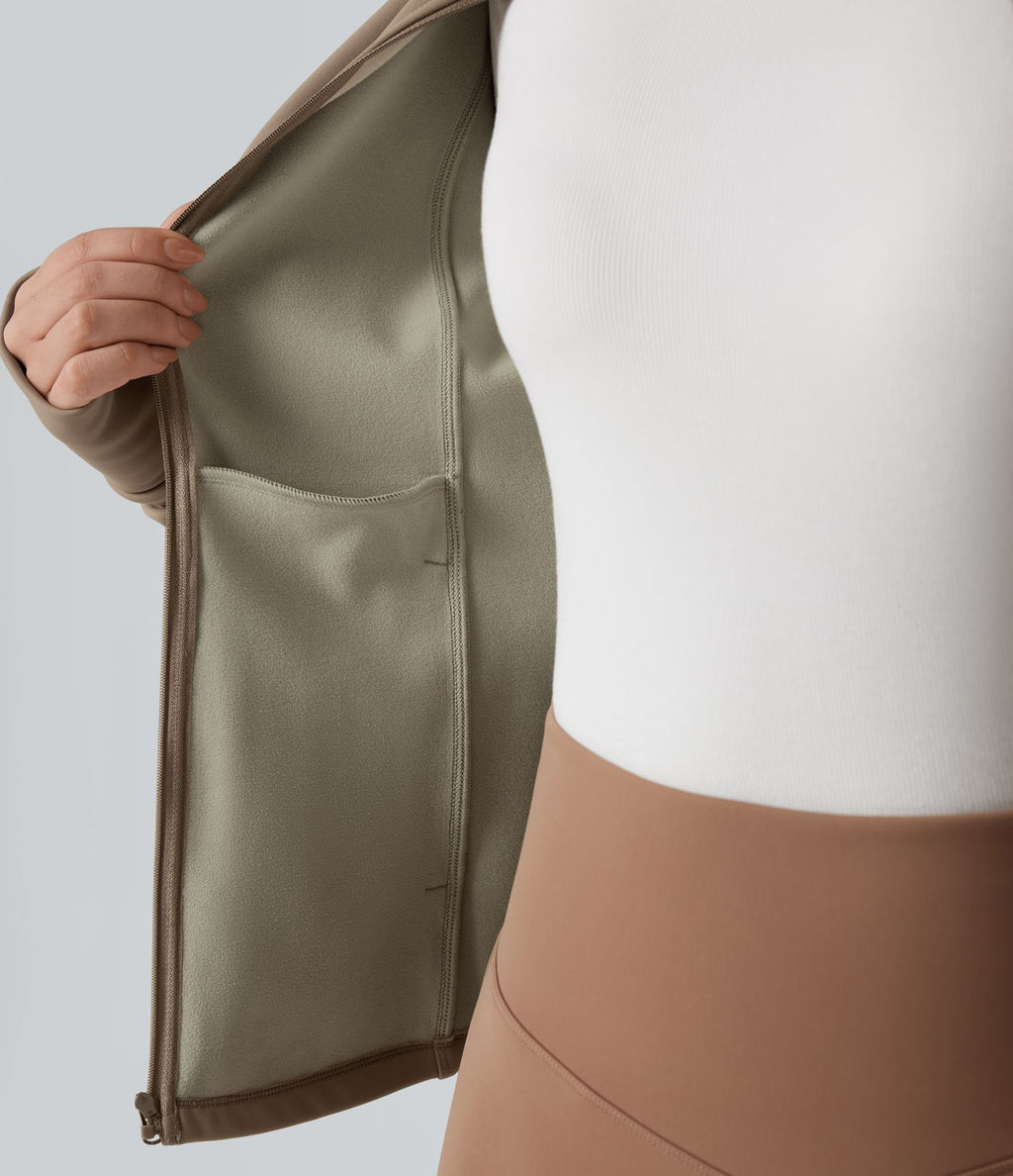 Veste d'entraînement polaire manches longues avec trous pouces et poches