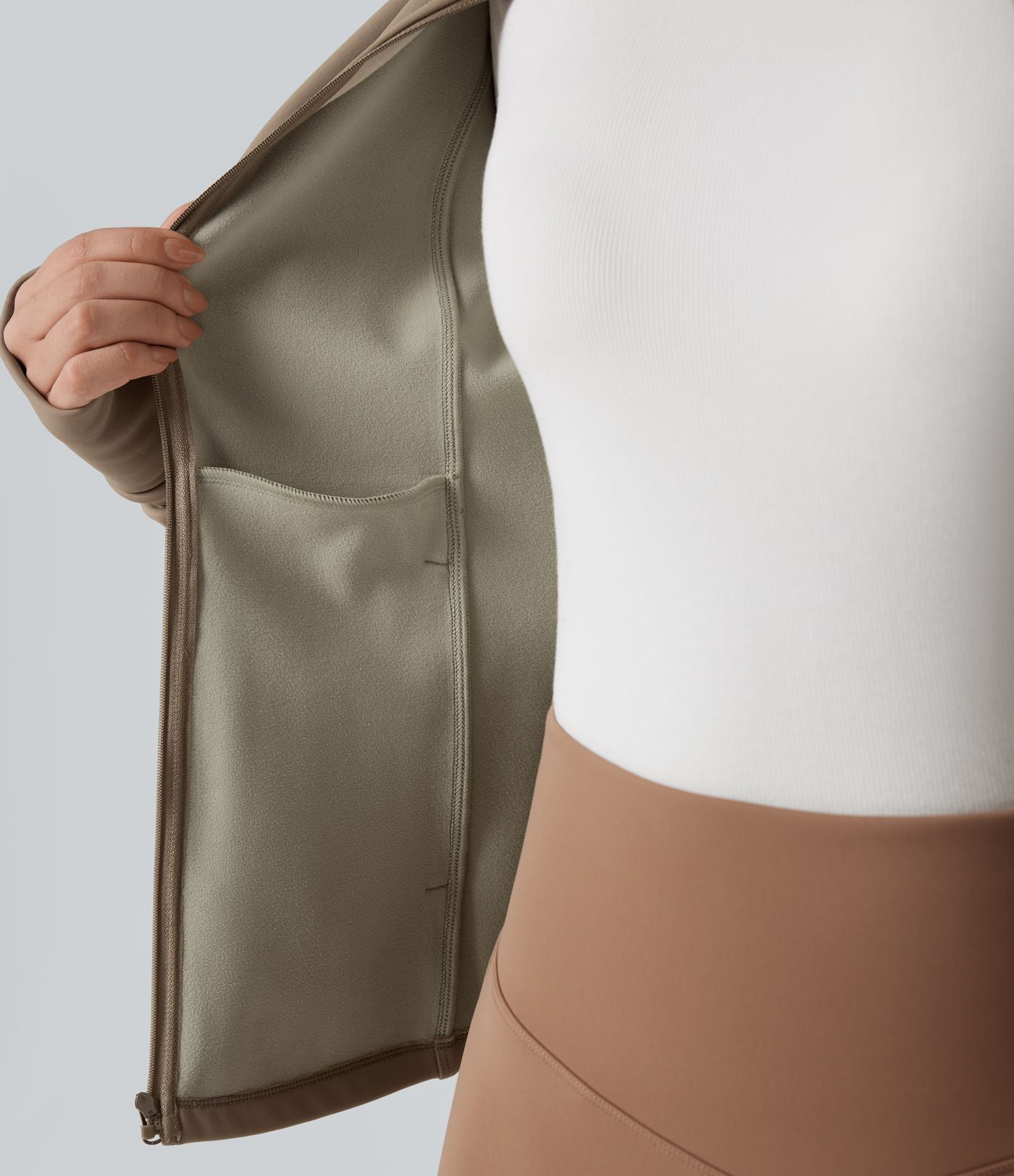 Veste d'entraînement polaire manches longues avec trous pouces et poches